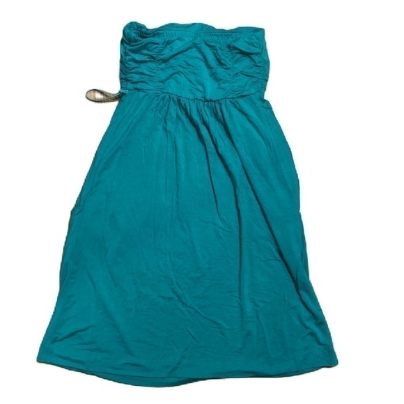 Half Moon Strapless Teal Dress Small Beach Summer Blue Women’s - Picture 2 of 6